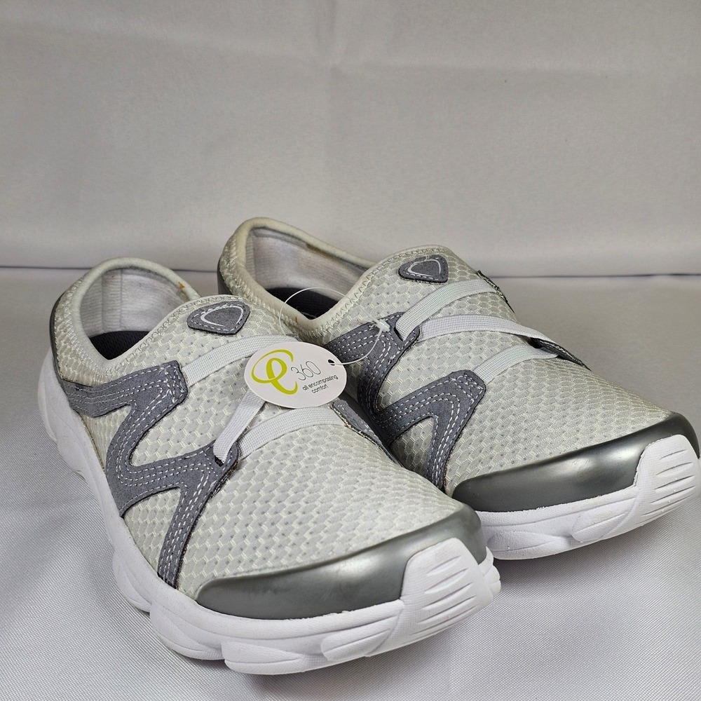 Easy Spirit Riptide Womens Slip On Sneakers Shoes White Gray Size 9.5 Wide